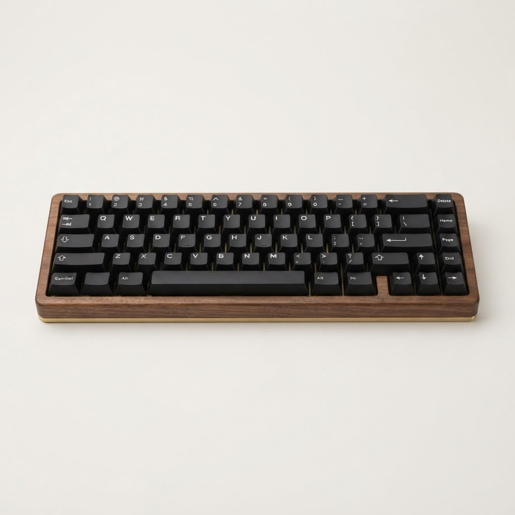 Walnut mechanical keyboard, the object tied to $8,000/mo on the sample ladder